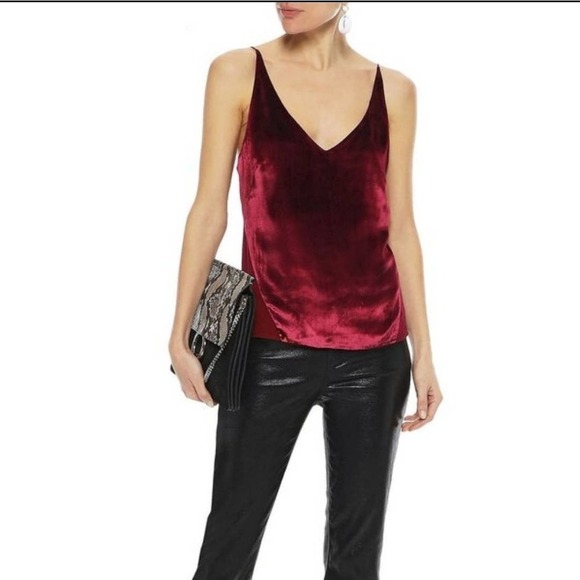 J BRAND Lucy Ruby Red Velvet Cami in Venetian Baroness Size M - Picture 1 of 11
